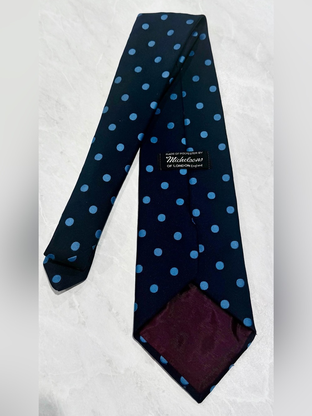 Michelsons of London Navy Blue Polka Dot Necktie Mens Classic Tie